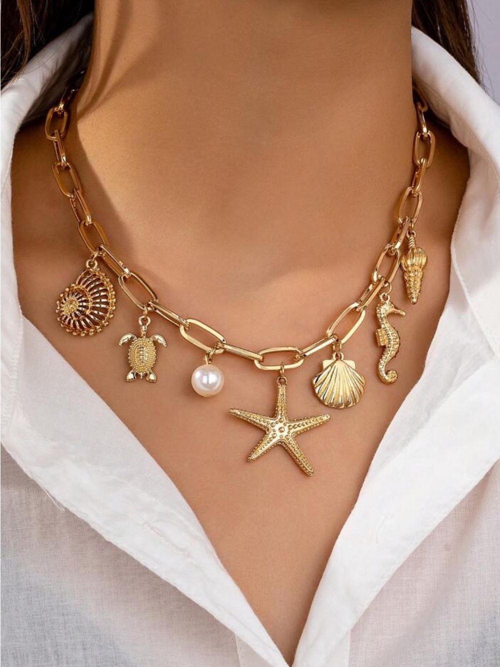 Riviera Shell & Starfish Charm Necklace